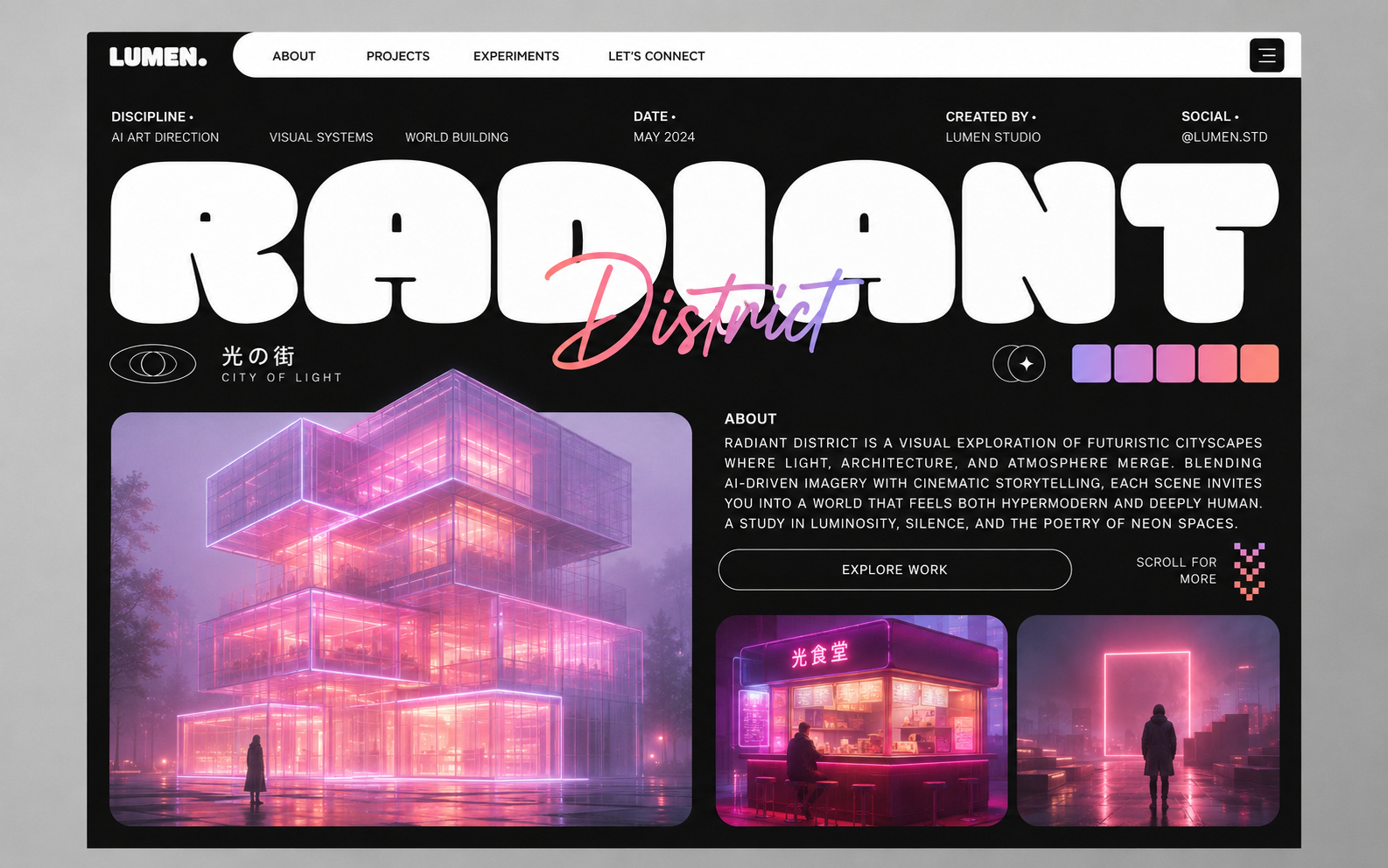 Lumen District AI art direction portfolio visual